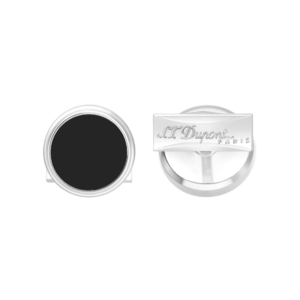 S.T. Dupont Round Logo Black Steel Cufflinks