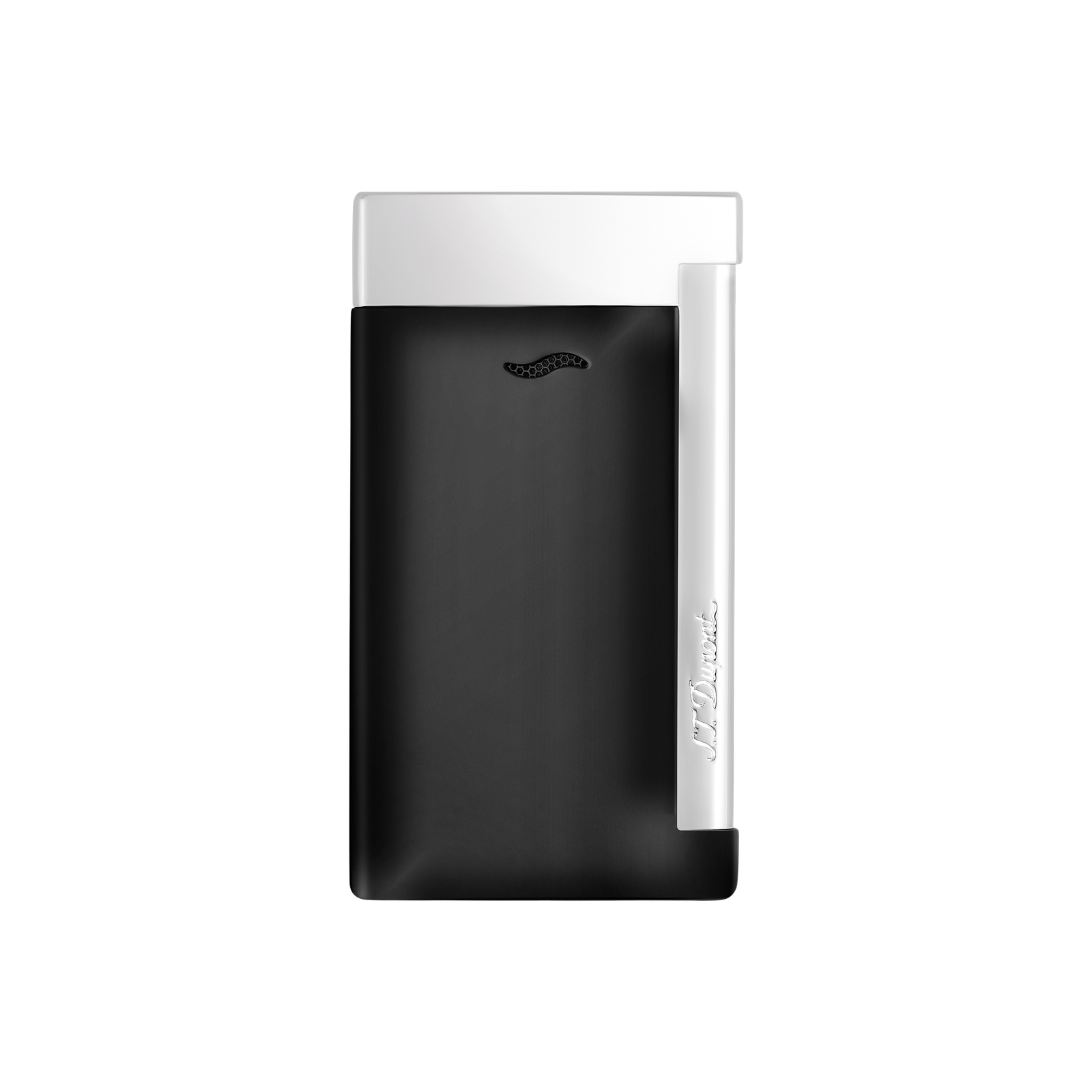 S.T. Dupont Slim 7 Black and Chrome Finish Lighter - Image 1