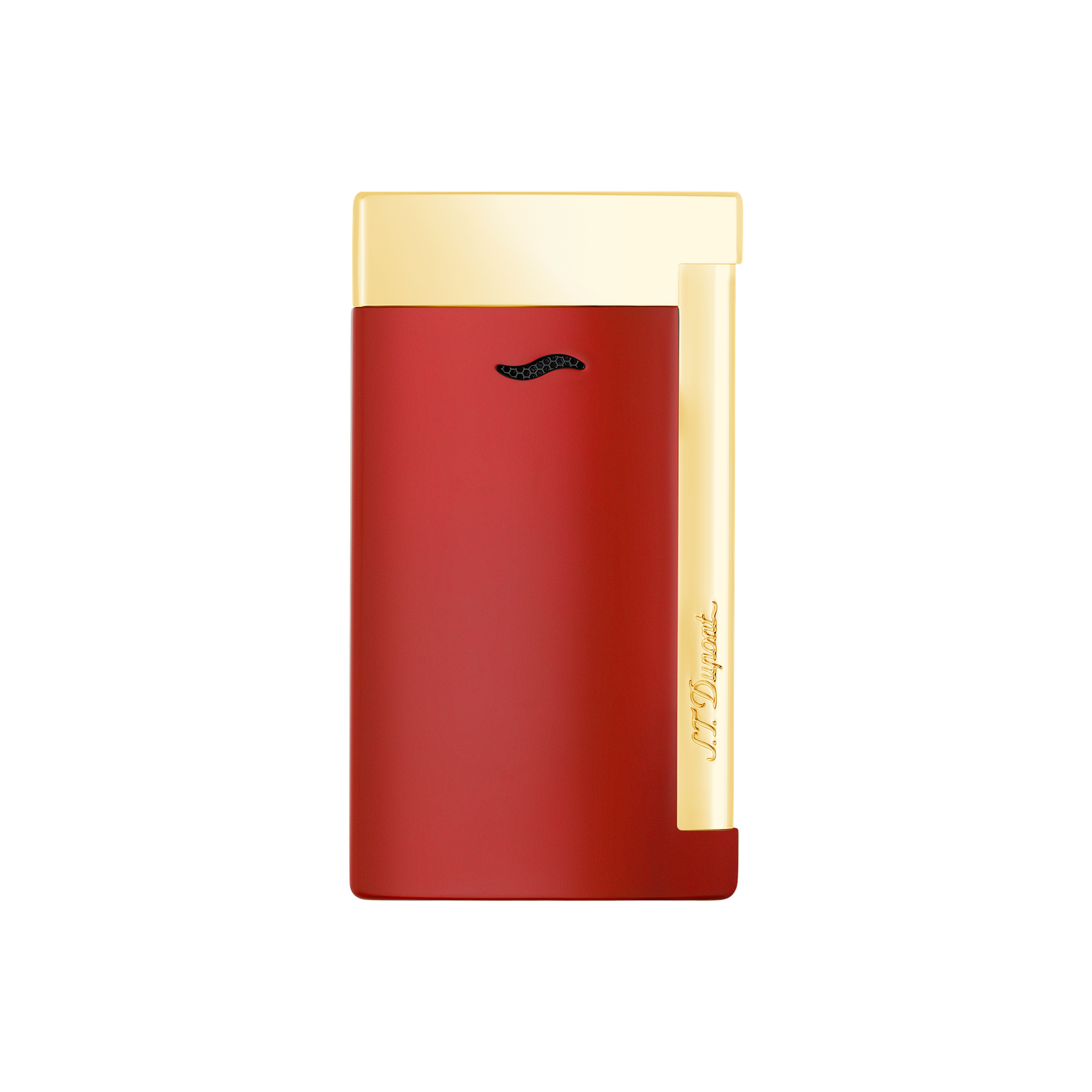 S.T. Dupont Slim 7 Lotus Red and Golden Finish Lighter - Image 1