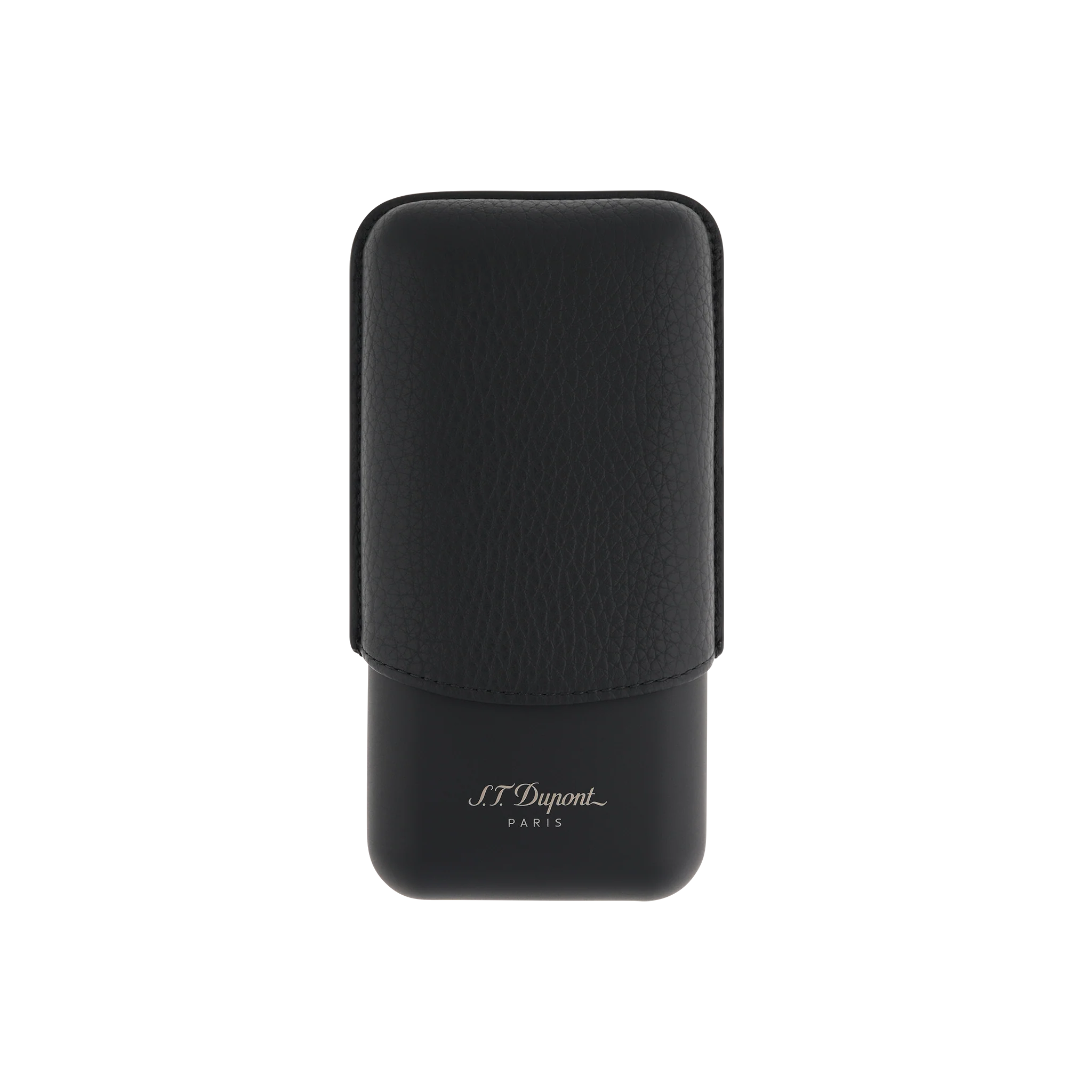 S.T. Dupont Black Grained Leather 3 Cigar Case - Image 1