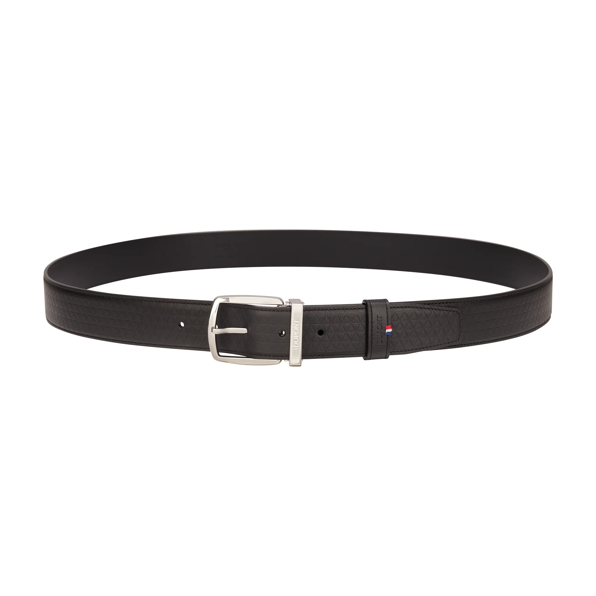 S.T. Dupont Line D Leather and Palladium Finish Fire Head Pattern Belt 35mm - Image 1