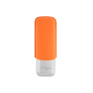 S.T. Dupont Orange Grained and Chrome 2 Cigar Case