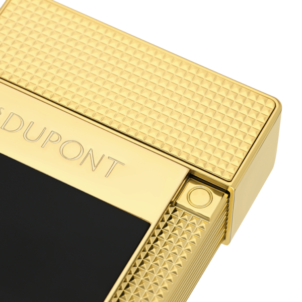 S.T. Dupont Table Lighter Doré Noir Gold Side View