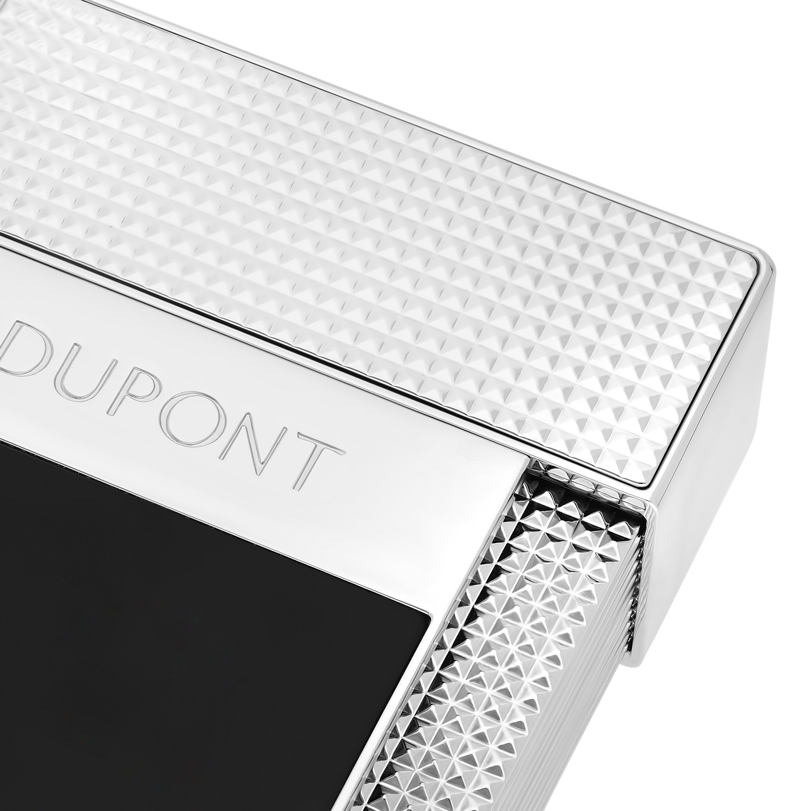 S.T. Dupont Table Lighter Chrome Noir Silver Side View