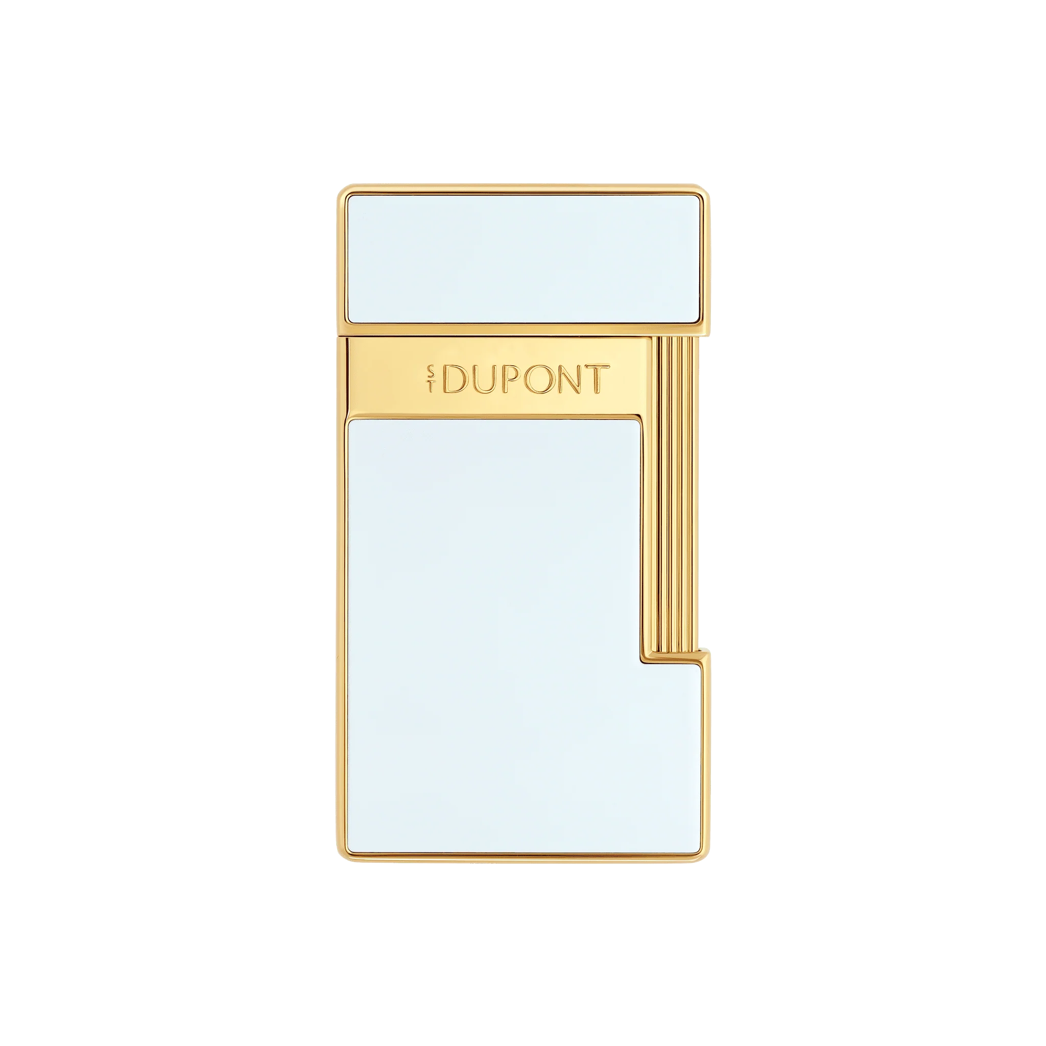 S.T. Dupont Slimmy White Lacquer and Gold Lighter - Image 1