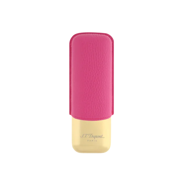 S.T. Dupont Pink Grained and Gold 2 Cigar Case