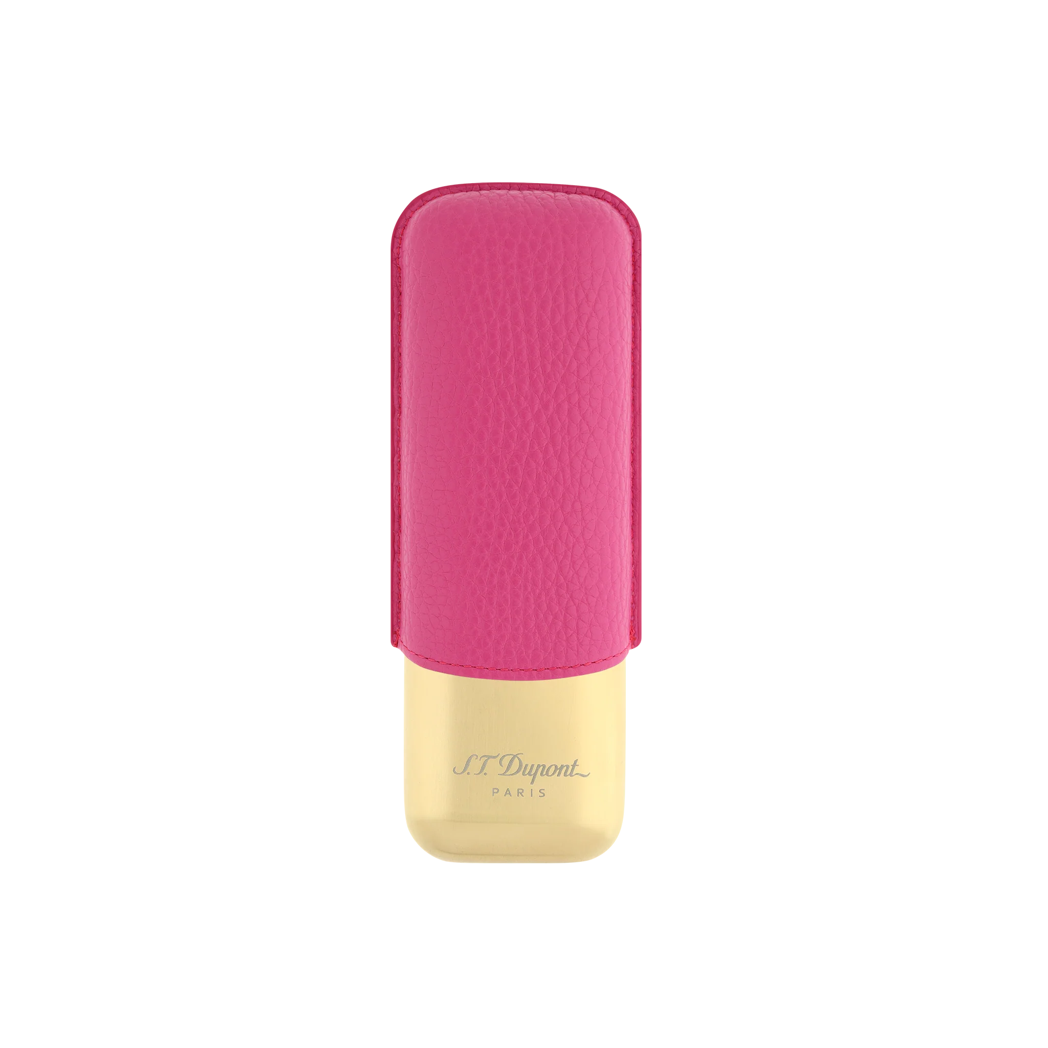 S.T. Dupont Pink Grained and Gold 2 Cigar Case - Image 1