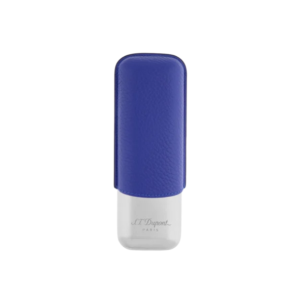 S.T. Dupont Blue Grained and Chrome 2 Cigar Case