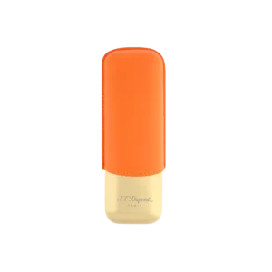 S.T. Dupont Orange Grained and Gold 2 Cigar Case